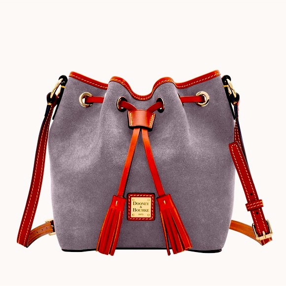 Nwt Dooney & Bourke Grey Kendall Suede Bucket Drawstring Bag
